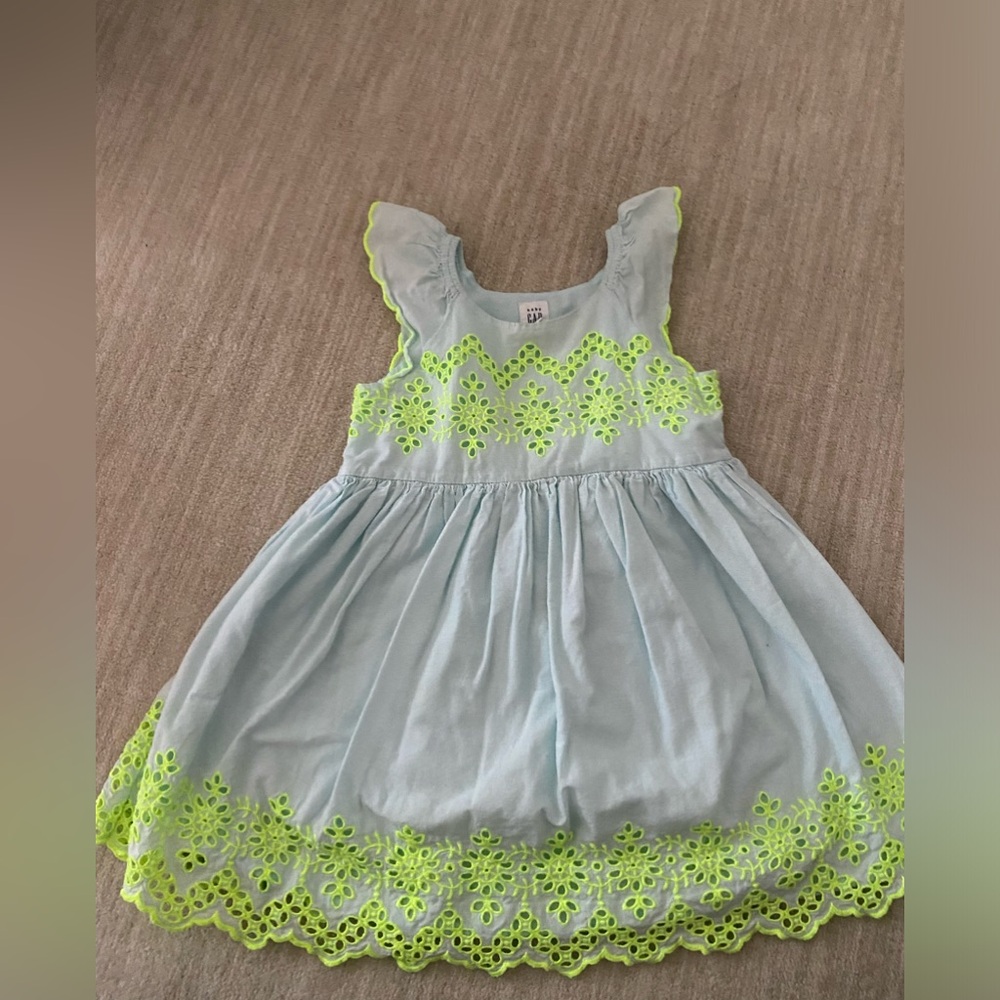 Baby Gap Blue and Green Eyelet Dress
